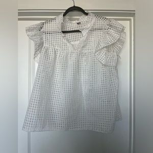 White sheer checkered top
